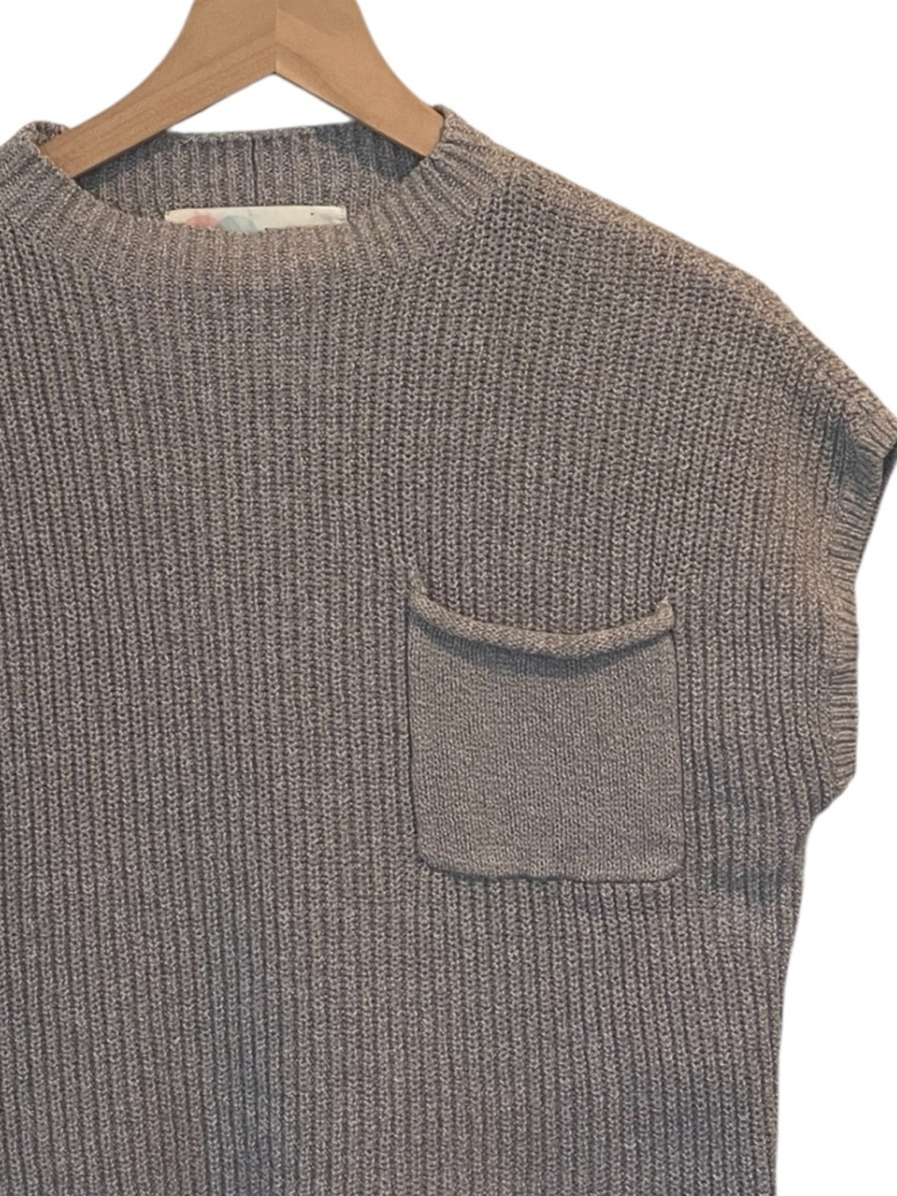 Free People Beach Freya Cropped Sweater Sleeveless, Boxy, Gray, Size Small - Picture 12 of 13